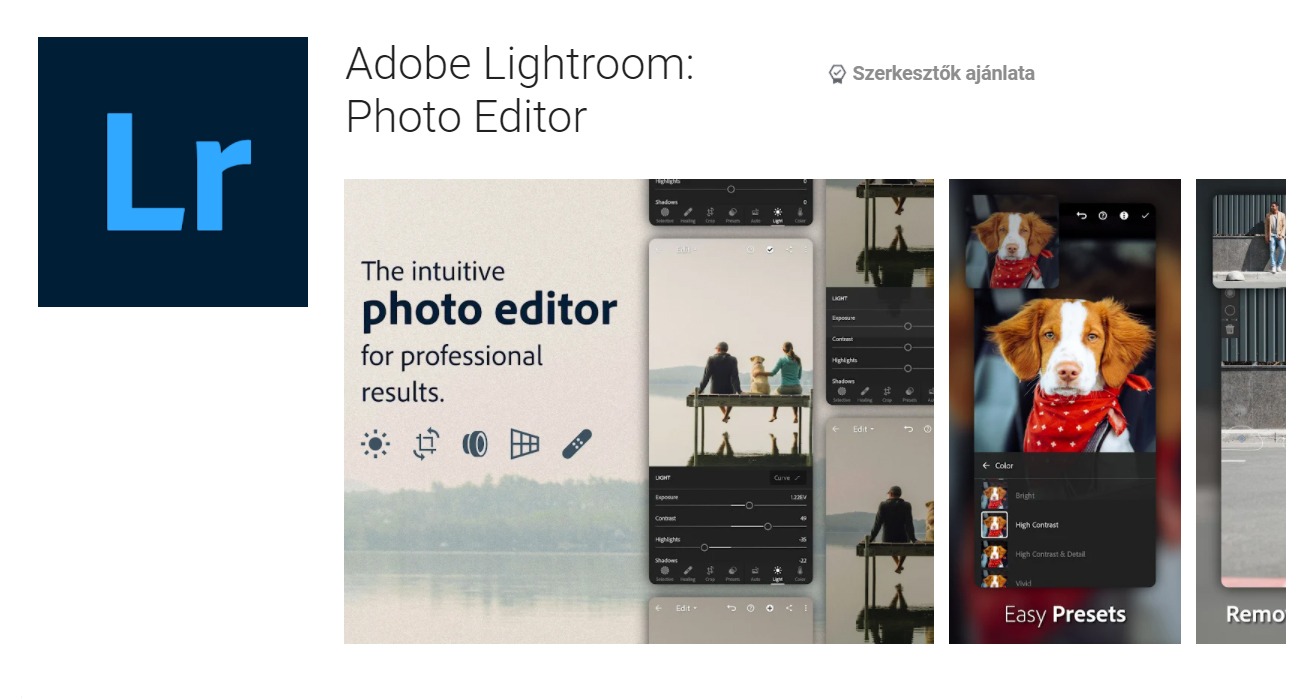 Adobe Lightroom képszerkesztő app