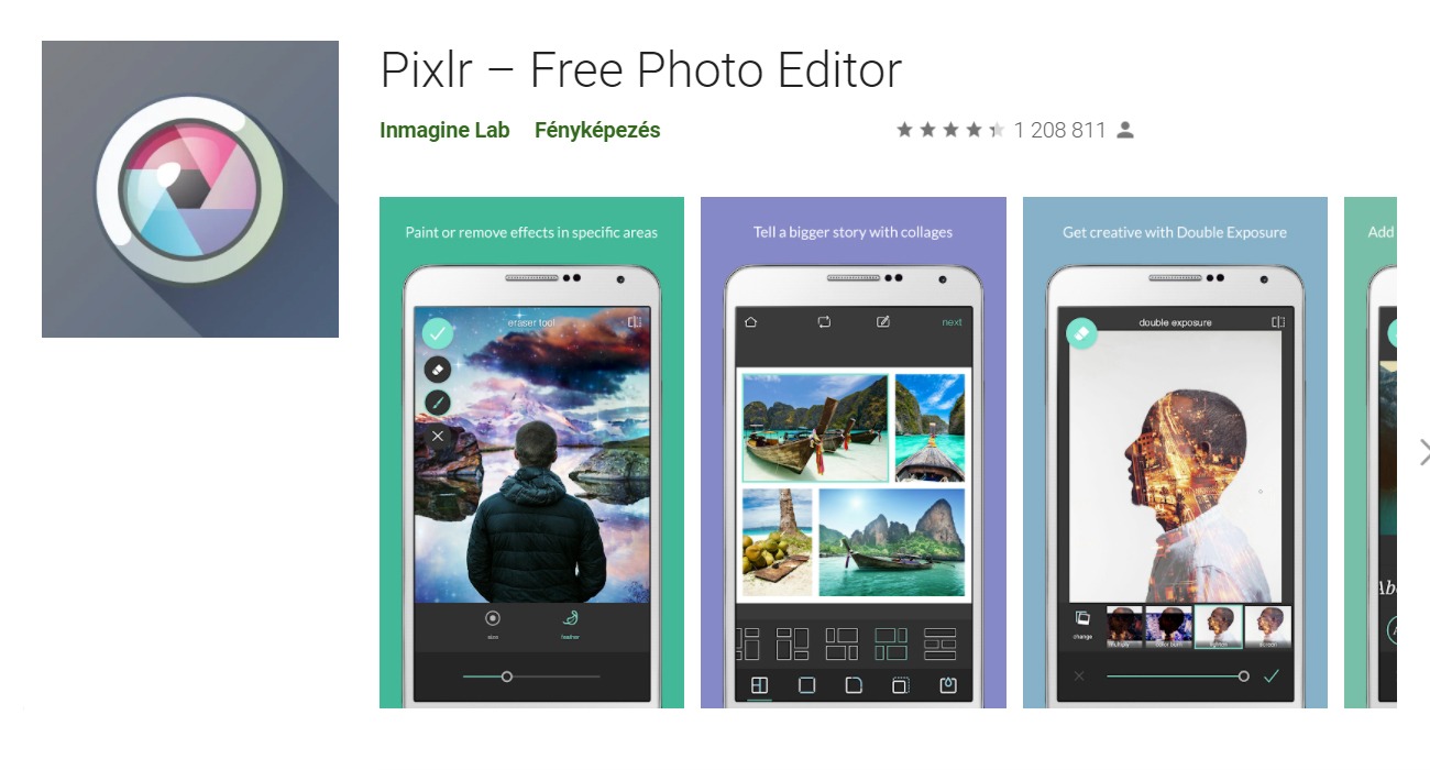 Pixlr képszerkesztő app