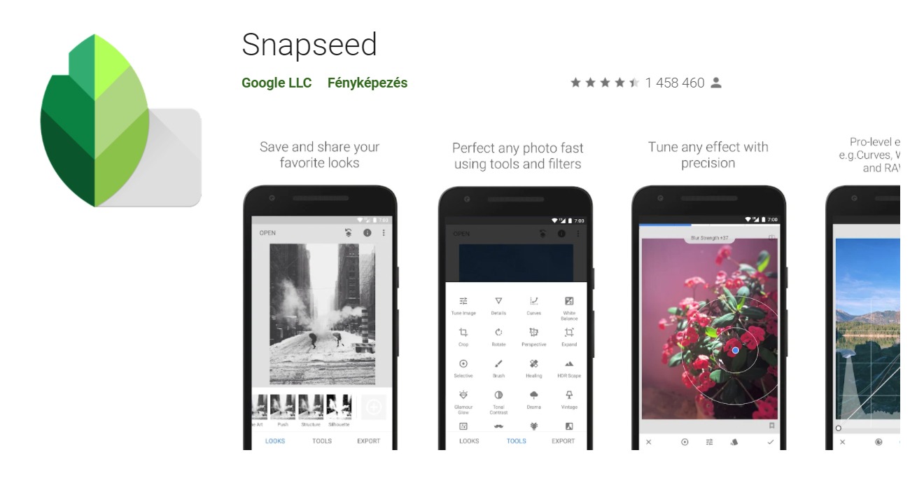 Snapseed képszerkesztő app